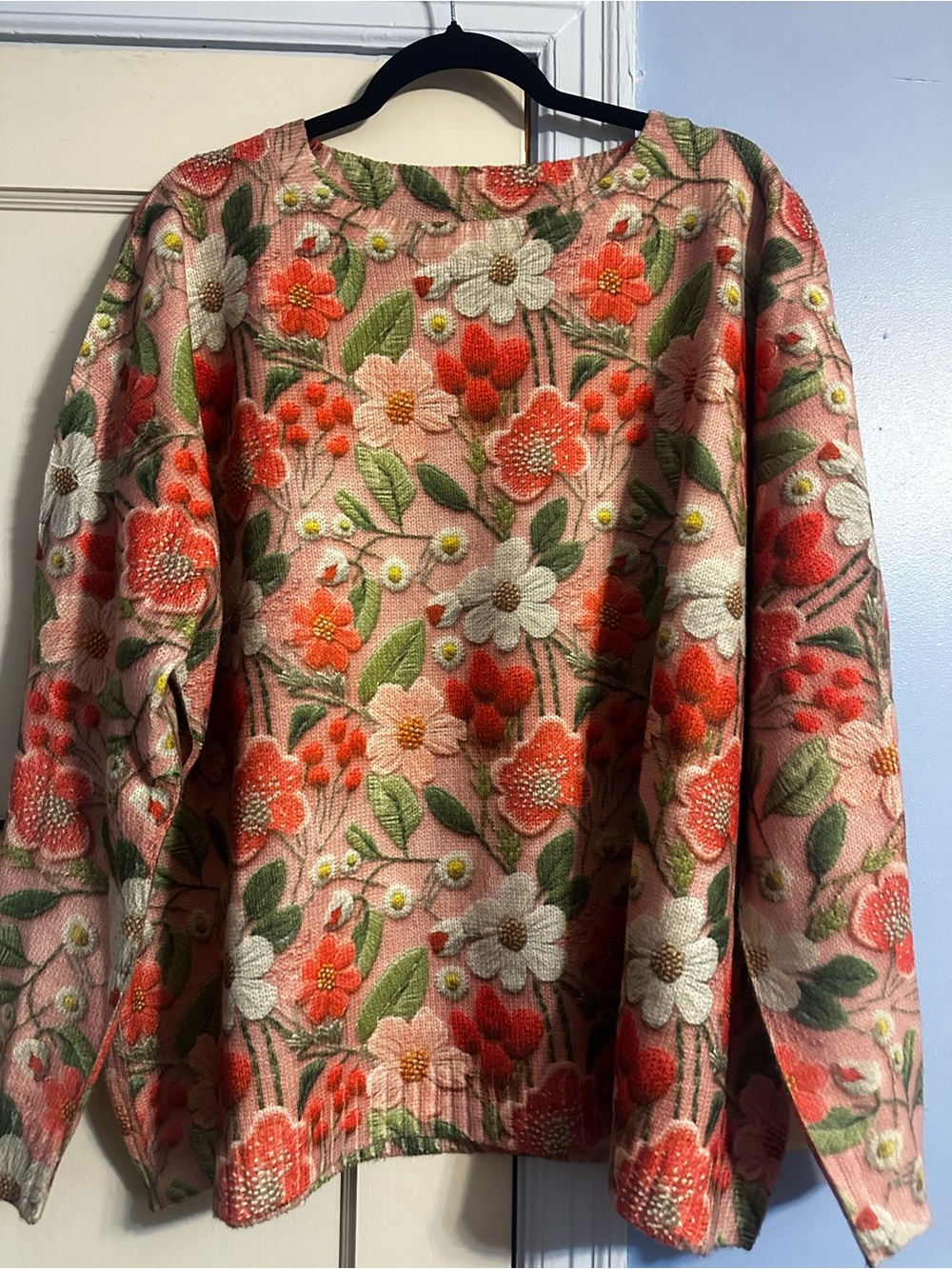 Source Unknown Floral Crewneck Sweater in Pink, Coral and Green - Picture 3 of 3